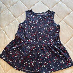 Lane Bryant Red and Blue Peplum Tank Top with Stars Print